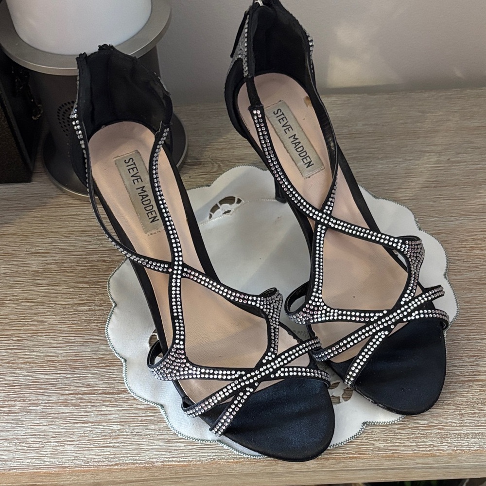 Steve Madden Black Rhinestone Heels